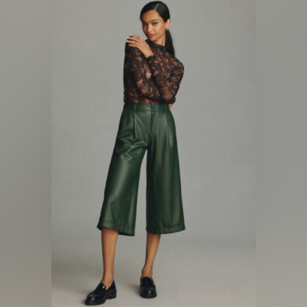 NWOT Anthropologie Faux Leather Culottes. Size 14.